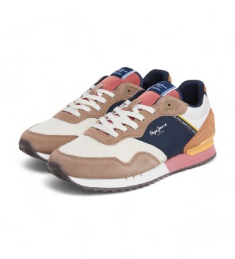 Pepe Jeans Londen Grade beige leren sportschoenen