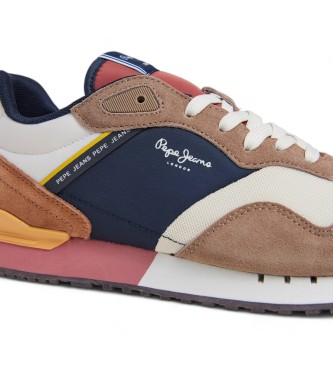 Pepe Jeans Londen Grade beige leren sportschoenen