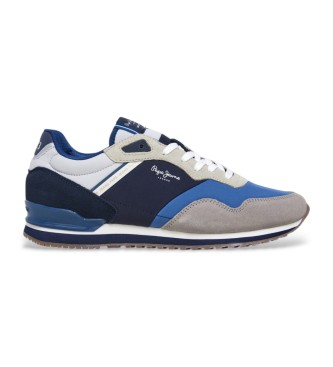 Pepe Jeans Skórzane sneakersy London Link szare, granatowe