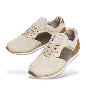 Pepe Jeans London mix beige trainers
