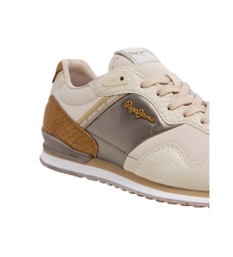 Pepe Jeans London mix beige trainers