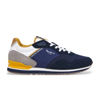 Pepe Jeans London muse navy leather trainers