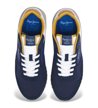 Pepe Jeans London muse navy leather trainers