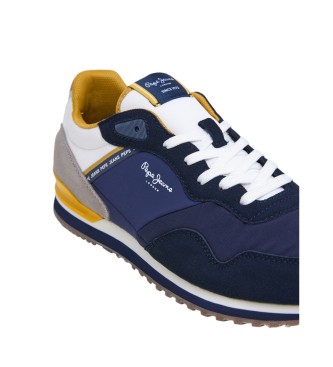 Pepe Jeans London muse navy leather trainers