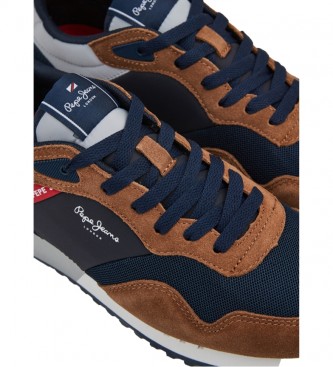 Pepe Jeans London One Bsico M leather sneakers blue, brown