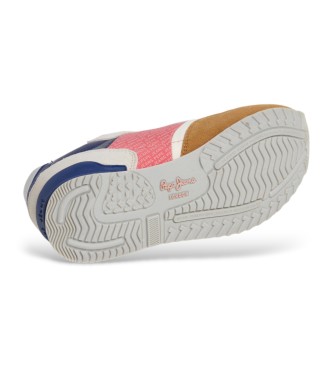 Pepe Jeans London Print večbarvne usnjene športne copate
