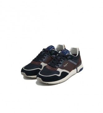 Pepe Jeans London Pro Urban 22 navy leather sneakers