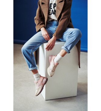 Pepe Jeans Lucky Flag roze leren sportschoenen