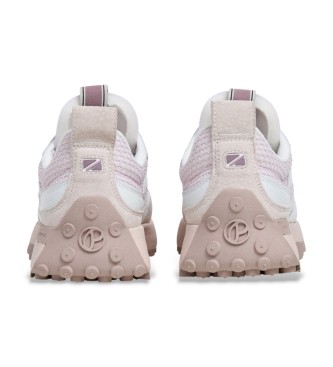 Pepe Jeans Lucky Gestrickte Leder-Sneakers rosa