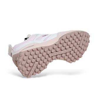 Pepe Jeans Lucky Gestrickte Leder-Sneakers rosa