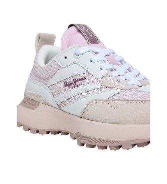 Pepe Jeans Lucky Gestrickte Leder-Sneakers rosa