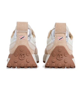 Pepe Jeans Lucky Original beige leather trainers