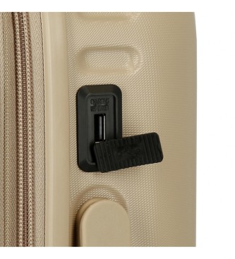 Pepe Jeans Accent kabinekuffert udvidelig stiv 55 cm brun grnlig brun