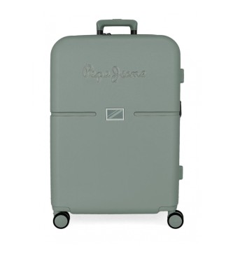 Pepe Jeans Średnia zielona sztywna walizka -48x70x28cm