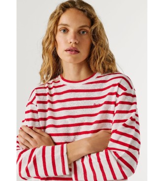 Pepe Jeans Marlen Črtasta majica rdeča