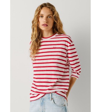 Pepe Jeans Marlen Črtasta majica rdeča