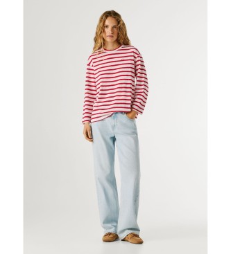Pepe Jeans Marlen Črtasta majica rdeča