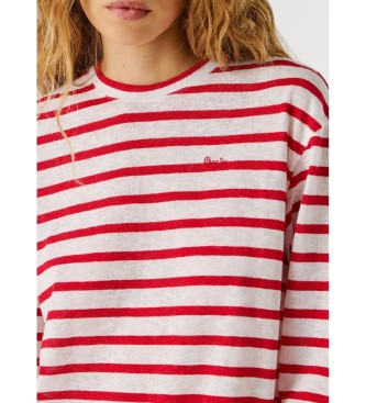 Pepe Jeans Marlen Črtasta majica rdeča