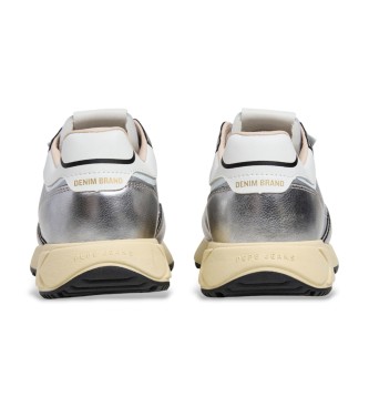 Pepe Jeans Marlon Glam Silver - Baskets en cuir