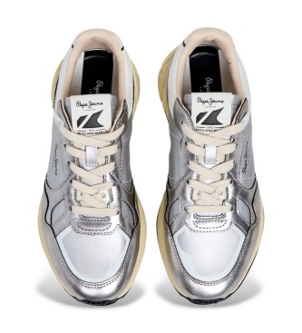 Pepe Jeans Marlon Glam Silver - Baskets en cuir