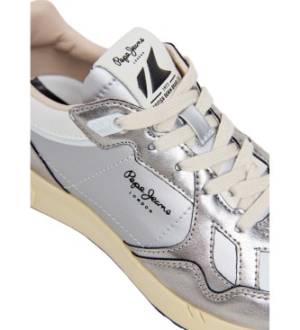 Pepe Jeans Marlon Glam Silver - Baskets en cuir
