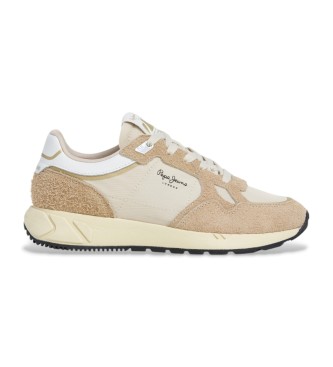 Pepe Jeans Marlon Vibe beige leather trainers