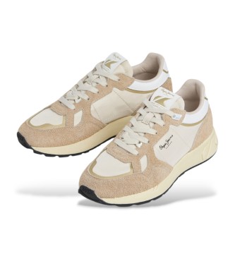 Pepe Jeans Marlon Vibe beige leather trainers