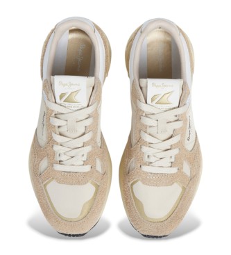 Pepe Jeans Marlon Vibe beige leather trainers
