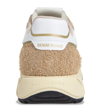 Pepe Jeans Marlon Vibe beige leather trainers