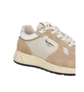 Pepe Jeans Marlon Vibe beige leather trainers