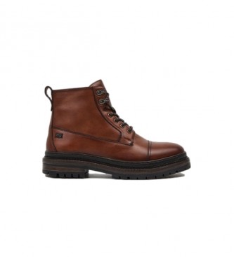 Pepe Jeans Martin Street brown leather ankle boots