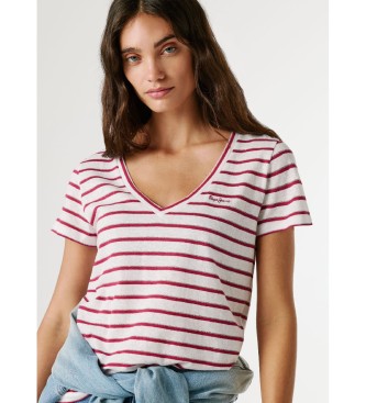 Pepe Jeans Megan Randig T-shirt vit, r�d
