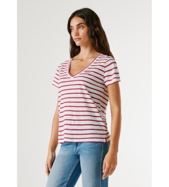 Pepe Jeans Megan Randig T-shirt vit, r�d