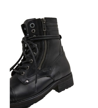 Pepe Jeans Leather boots Meltinc Combat Warm W black