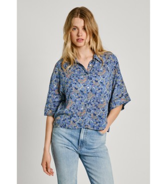 Pepe Jeans Blauw relaxed fit overhemd met paisleyprint