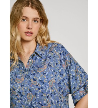 Pepe Jeans Blauw relaxed fit overhemd met paisleyprint