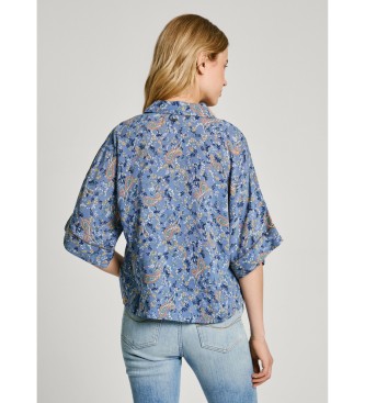 Pepe Jeans Blauw relaxed fit overhemd met paisleyprint