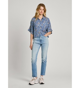 Pepe Jeans Blaues, locker sitzendes Hemd mit Paisleymuster