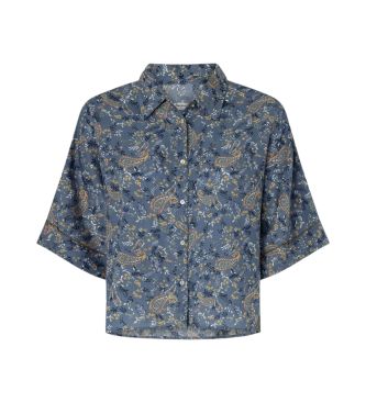 Pepe Jeans Blauw relaxed fit overhemd met paisleyprint