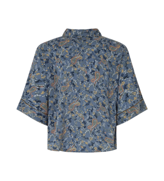 Pepe Jeans Blauw relaxed fit overhemd met paisleyprint