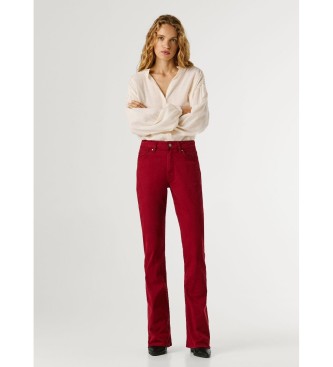 Pepe Jeans Pantaloni Mid Rise Flare New Pimlico rosso
