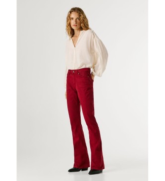 Pepe Jeans Pantaloni Mid Rise Flare New Pimlico rosso
