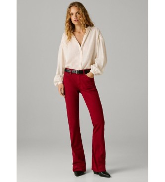 Pepe Jeans Pantaloni Mid Rise Flare New Pimlico rosso