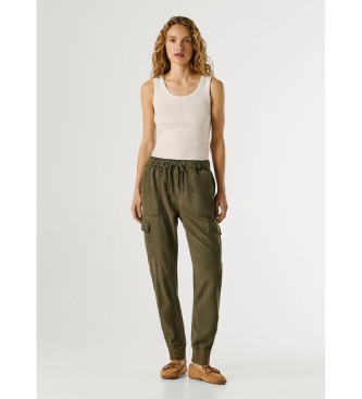 Pepe Jeans Pantalon slim taille moyenne vert
