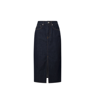 Pepe Jeans Midirok in blauwe soepele stretch denimstof