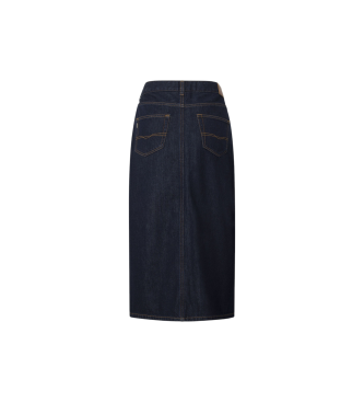 Pepe Jeans Midirok in blauwe soepele stretch denimstof