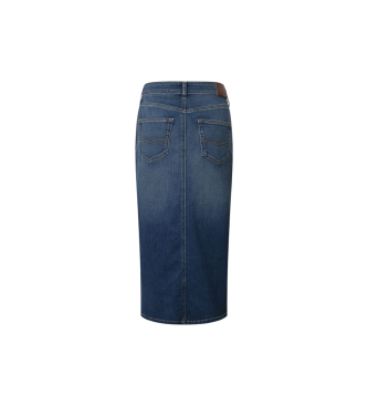 Pepe Jeans Midi skirt in blue flexible stretch denim fabric