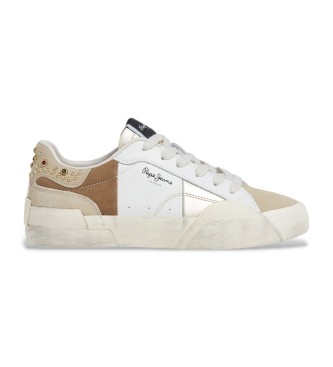 Pepe Jeans Milan Crystal Leather Sneakers white