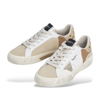 Pepe Jeans Milan Crystal Leather Sneakers white