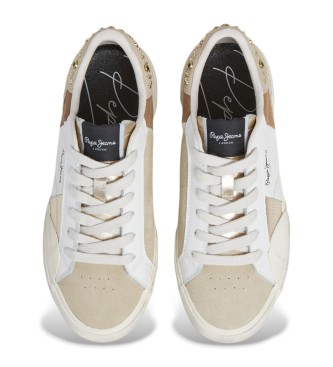 Pepe Jeans Milan Crystal Leather Sneakers white